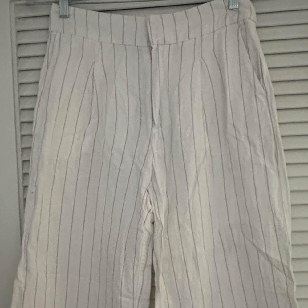 GAP Cream Striped Wide Leg Pants